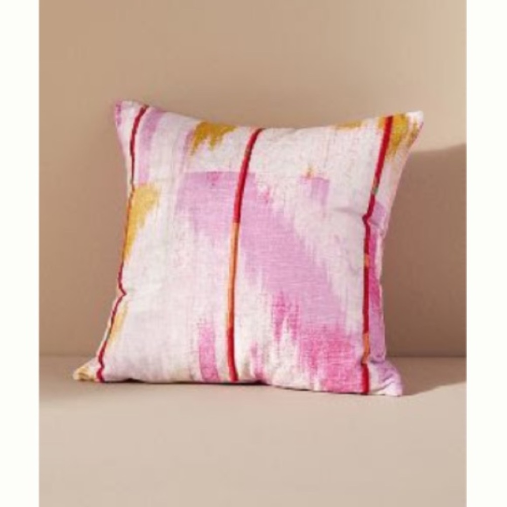 Anthropologie Velvet Katina Pillow Pink and Gold